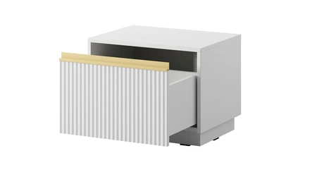 Imperial noční stolek se zásuvkou bílý s možností zavěšení módní skříňka do ložnice s elegantním frézovaným čelem