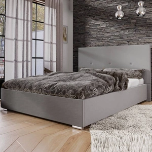 Šedá čalouněná postel Burgos 140x200 s moderním čelem ideální do ložnice