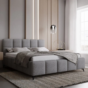 Čalouněná postel Olne 140x200 šedá stylová postel s úložným prostorem na lůžkoviny pohodlný podhlavník zaujme svým elegantním designem