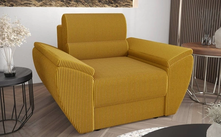 Křeslo Fogu med moderní design pohodlné křeslo do obývacího pokoje manšestrová látka s výraznými pruhy široké područky