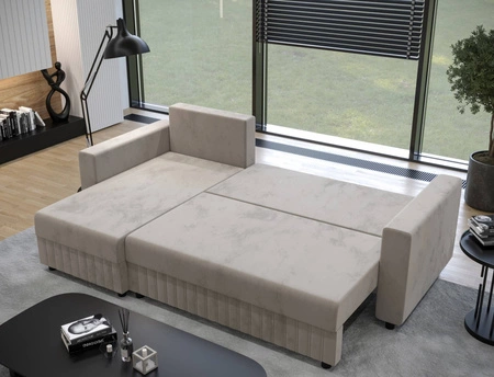 Rohová sedací souprava s funkcí spaní Pasco honey levá klasická rohová sedací souprava, která se hodí do každého interiéru dekorativní prošívání