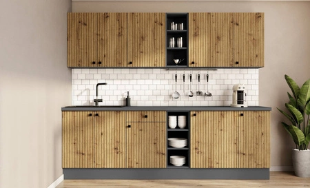 Sada kuchyňského nábytku Antri 260 cm Lamelová čela skříněk vypadají skvěle v moderních i klasických interiérech