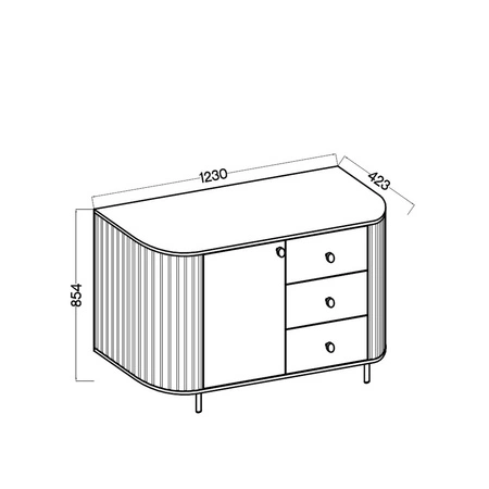 Komoda Ovalio 123 cm dub cremona elegantní komoda s výjimečně stylovým designem oválného tvaru zdůrazněného frézováním