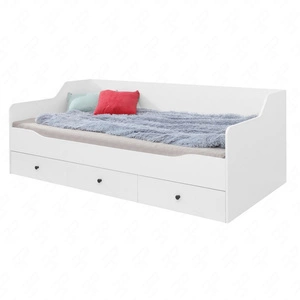 Postel se zásuvkami Skien 90x200 cm bílý lesk moderní design lemování postele se speciální ABS dýhou