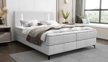 Kontinentální postel Norco 180x200 šedý jasan Stylová postel s úložným boxem s osvětlením v čele postele dodává jedinečný nádech