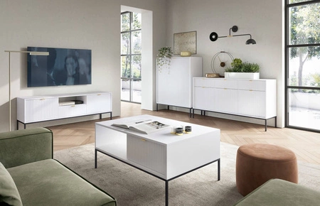 Nábytková sestava Lovro bílá moderní designová nástěnná skříňka do obývacího pokoje nebo zasedací místnosti