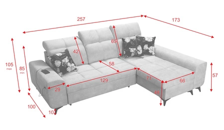 Rohová rozkládací pohovka s funkcí spaní Buffalo graphite pravý roh funkční a stylová rozkládací pohovka s kontejnerem na lůžkoviny