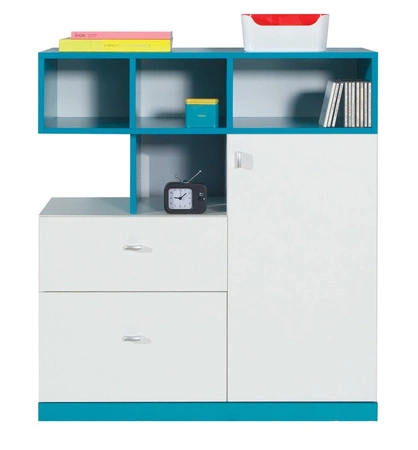 Komoda Mobi 90 cm bílá / tyrkysová ideální do dětského nebo studentského pokoje