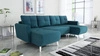 Rohová sedací souprava s funkcí spaní Felicie U tyrkysová stylová a elegantní rohová sedací souprava, která se hodí k uspořádání ve skandinávském stylu