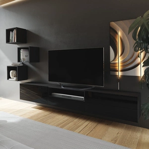 Sarti nábytek černý / černý lesk stylový design funkční mediální koutek v mimořádně moderním stylu