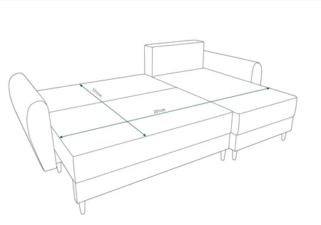 Rohová sedací souprava s funkcí spaní Rovigo bottle green right elegantní rohová sedací souprava ve skandinávském designu velká přihrádka na lůžkoviny