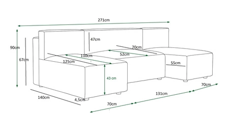 Rohová sedací souprava s funkcí spaní Brandon U hnědý kontejner na lůžkoviny trojrozměrná látka s výraznými pruhy