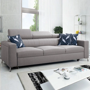 Pohovka s funkcí spaní Savona světle šedá pohodlná pohovka do obývacího pokoje poskytuje pohodlí při odpočinku nastavitelné opěrky hlavy