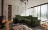 Rohová sedačka s funkcí spaní Tesalia II zelená levá pohodlná rohová sedačka do obývacího pokoje s posuvným opěradlem nádoba na lůžkoviny