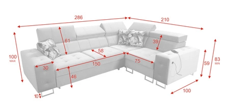Rohová sedací souprava s funkcí spaní Hampton II námořnická modrá pravá stylová rohová rozkládací pohovka měkké čalounění typ látky samet