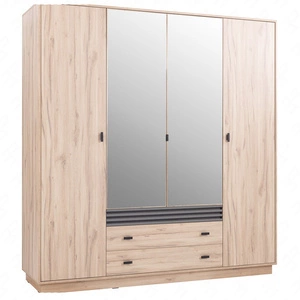 Estan 200 cm světlý dub / antracit zrcadlová šatní skříň moderní designový nábytek dveře šatní skříně zdobené lamelami