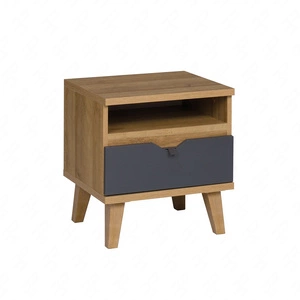Noční stolek se zásuvkou Memone dub zlatý / grafitová stylová skříňka do ložnice nebo pokoje pro mládež ve skandinávském stylu