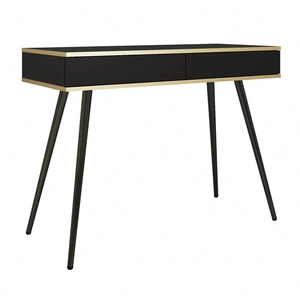 Luxusní černá konzola se zásuvkami stylový a elegantní toaletní stolek na vysokých kovových nohách se zlatým lemováním