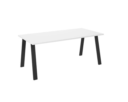 Stůl Malden 185x90 cm bílá / černá jednoduchá forma nábytku obohacená o stylové černé nohy v loftovém stylu odolné proti rozlití desky