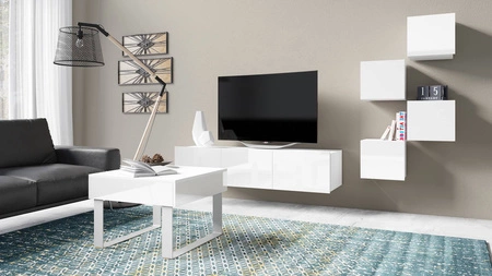 Bílý konferenční stolek Apulia 63 cm se zásuvkou jedinečný design jednoduchá konstrukce deska odolná proti polití