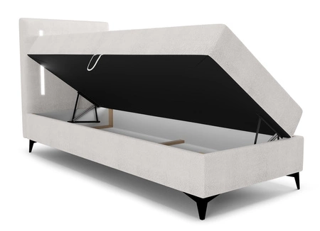 Kontinentální postel Norco 90x200 ecru Stylová postel s osvětlením kontejneru na ložní prádlo v čele postele je jedinečná