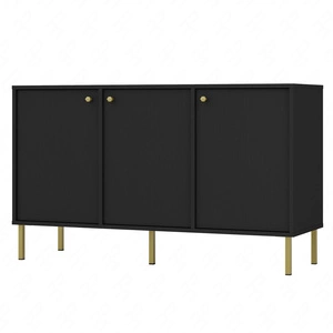 Kioto II 125 cm černá grafitová minimalistická forma ideální komoda do ložnice, obývacího pokoje nebo pokoje teenagera zlaté úchyty