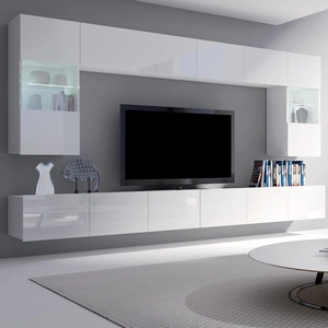 Nástěnná skříňka Apulia v bílém lesku Výjimečně stylová nástěnná skříňka s jednoduchými nábytkovými díly, která se hodí do každého interiéru