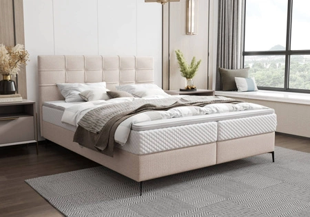 Kontinentální postel Irvine 180x200 béžová Stylová postel s úložným prostorem na lůžkoviny Pohodlné čelo postele zaujme svým elegantním designem