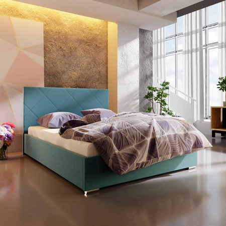 Čalouněná postel Hernani 180x200 modrá s čelem v moderním stylu ideální do ložnice