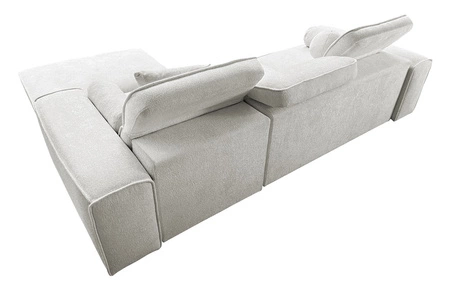 Rohová sedací souprava s funkcí spaní Viano krémová pravá strana Stylová rohová sedací souprava zajímavého tvaru s nastavitelnými opěrkami hlavy Dekorativní polštáře