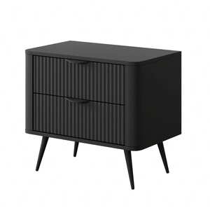 Noční stolek Lante černý stylová skříňka se zásuvkami ideální pro ložnice v glamour a skandinávském stylu originální tvar z masivu
