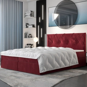 Kontinentální postel Arvada 140x200 ve vínové barvě v moderním skandinávském stylu s čalouněným čelem