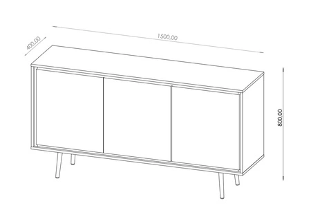 Komoda Nevea 150 cm černá grafit Elegantní komoda do obývacího pokoje s originálním a zajímavým designem a systémem otevírání dvířek push to open