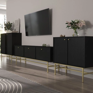 Nábytek Kioto III černý grafit stylový design nábytek do obývacího pokoje elegantní nábytek na stabilním rámu zlaté úchytky