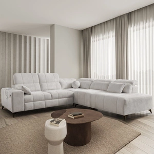 Rohová sedací souprava s funkcí spaní Penejos IX šedý jasan pravý rohová stylová sedací souprava s kontejnery na lůžkoviny pohodlné nastavitelné opěrky hlavy