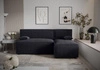 Rohová sedací souprava s funkcí spaní Brandon černá pravá strana měkká tkanina s charakteristickou smyčkovou povrchovou nádobou na lůžkoviny