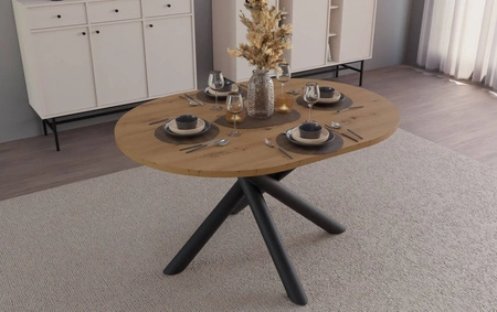 Lyonský stůl 100x138 cm řemeslný dub / černý stylový jídelní stůl na designových pavoučích nohách výškově nastavitelný
