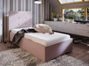 Čalouněná postel Bejar 90x200 pudrově růžová s moderním stylem čela ideální do pokoje pro mladé nebo malé ložnice
