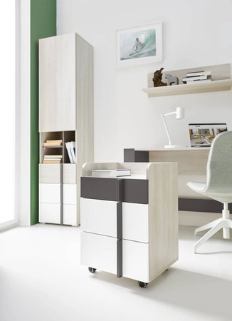 Knihovna Remona 45 cm dub wilton bílá / bílá ideální do pokoje pro mládež moderní design prostorná knihovna