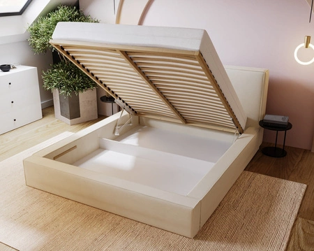 Čalouněná postel Belli 160x200 černá stylová postel s úložným prostorem na lůžkoviny pohodlný podhlavník zaujme svým elegantním designem