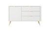 Zásuvková komoda Lante 138 cm bílá elegantní zaoblená komoda na kovovém podstavci se stylovými úchyty