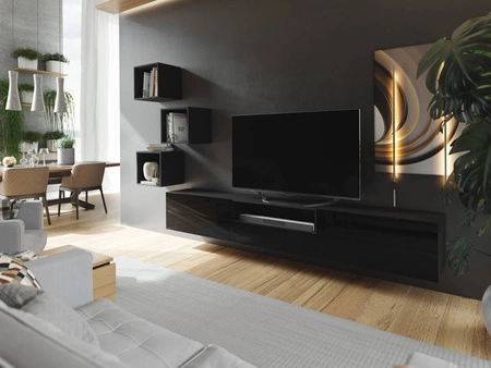 Sarti nábytek černý / černý lesk stylový design funkční mediální koutek v mimořádně moderním stylu