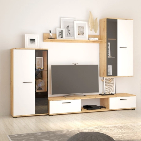 Meblościanka Senja nowoczesny design witryny mogą stać lub wisieć półki z bezpiecznego szkła hartowanego