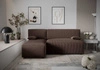 Rohová sedací souprava s funkcí spaní Brandon hnědá levostranná trojrozměrná tkanina s výraznou pruhovanou nádobou na lůžkoviny