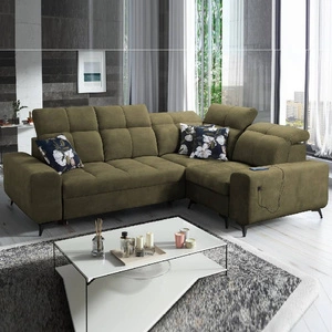 Rozkládací pohovka Buffalo II olivová pravá Funkční a stylová rohová rozkládací pohovka s nastavitelnými opěrkami hlavy