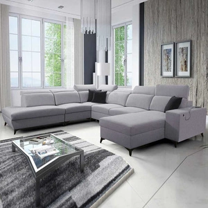 Kelly Sleek X šedá jasanová pravá rohová sedačka s funkcí spaní mimořádně elegantní rohová sedačka do obývacího pokoje s nastavitelnými opěrkami hlavy
