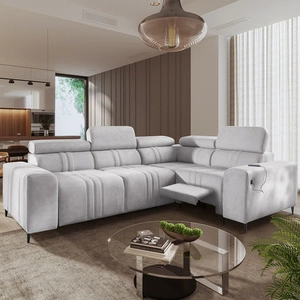 Rohová sedací souprava s funkcí spaní Castel II Lux šedý jasan pravá Pohodlná rohová sedací souprava do obývacího pokoje s pohodlným výsuvným podnožníkem