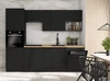 Černá sada kuchyňského nábytku 260 cm kovové úchytky skříňky vypadají skvěle v moderních interiérech