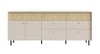 Komoda Cappo 204 cm pískově béžová / olejovaný dub moderní designová komoda do obývacího pokoje jedinečné tlumené barvy