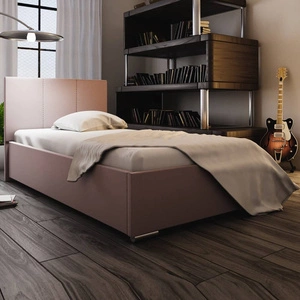 Čalouněná postel Lugo 90x200 pudrově růžová s moderním stylem čela ideální do pokoje pro mladé nebo malé ložnice